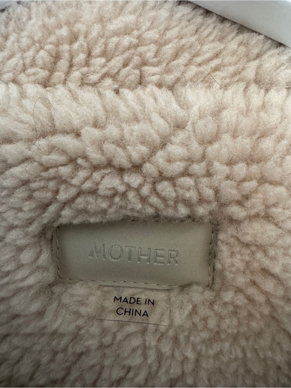 MOTHER Trapper Keeper Faux Shearling & Suede Brown & Cream Bomber Jacket Med. - Picture 7 of 10